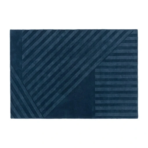 Levels Wollen Vloerkleed Stripes Blauw